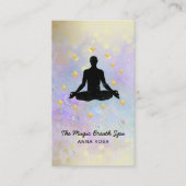 Carte De Visite *~* Homme Yoga méditation Parties scintillant d'or (Devant)