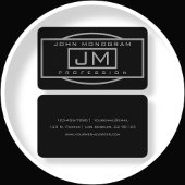 Carte De Visite Hommes géométriques noir et gris Monogrammed Busin