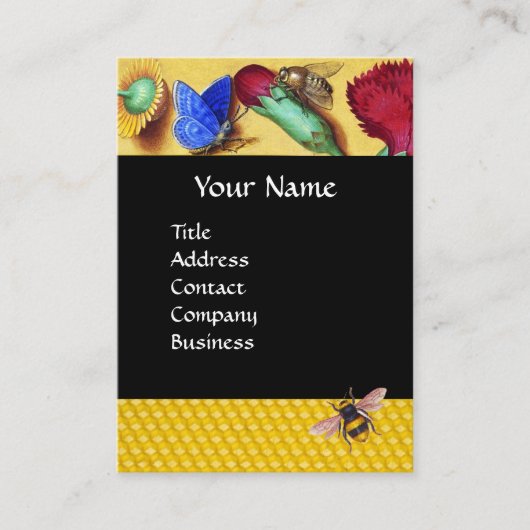 CARTE DE VISITE HONEY ABEILLES, BETTERFLY, PRINTEMPS FLEURS BEEKEE (Devant)