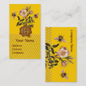 CARTE DE VISITE HONEY BEE AND WILD ROSES, BEEKEEPER WAX SEAL (Devant / Derrière)