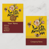 CARTE DE VISITE HONEY BEE AND WILD ROSES, BEEKEEPER WAX SEAL (Devant / Derrière)