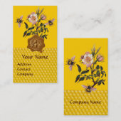 CARTE DE VISITE HONEY BEE AND WILD ROSES, BEEKEEPER WAX SEAL (Devant / Derrière)