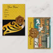 CARTE DE VISITE HONEY BEE, BEEKEEPER MONOGRAMME DE SCEAU DE CIRE B (Devant / Derrière)