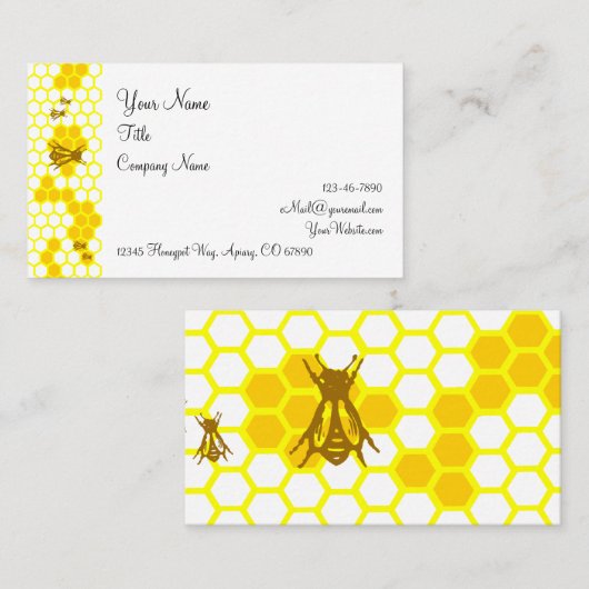 Carte De Visite Honey Bee Honeypeb Motif modifiable (Devant / Derrière)