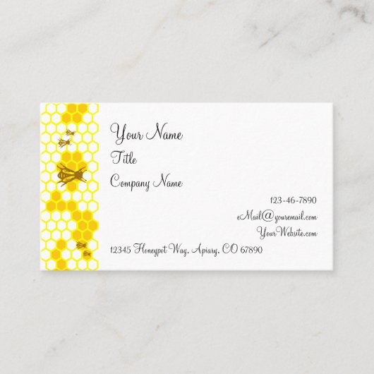 Carte De Visite Honey Bee Honeypeb Motif modifiable (Devant)