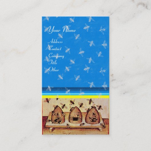 Carte De Visite HONEY BEE, MAINTIEN DES OEUVRES, bleu (Devant)