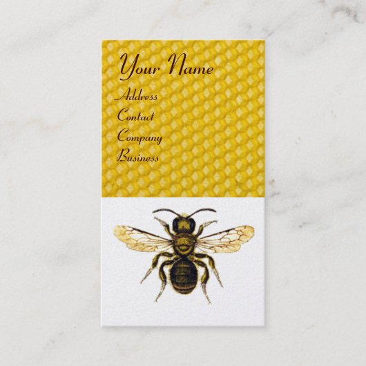 CARTE DE VISITE HONEY BEE MONOGRAMME DE SCEAU DE CIRE BROWN, MÉTIE (Devant)