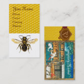 CARTE DE VISITE HONEY BEE RED BEEKEEPER BROWN WAX SEAL MONOGRAMME (Devant / Derrière)