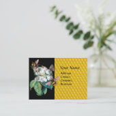 CARTE DE VISITE HONEY BEES, BEURRE ET ROSE BLANCHE MONOGRAMME (Debout devant)