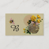 Carte De Visite HONEY BEES, HONEYCOMB ET BUTTERCUPS MONOGRAM Pearl (Dos)