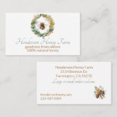 Carte De Visite Honeybee Wreath Business (Devant / Derrière)