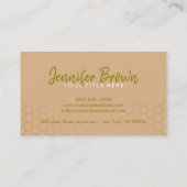 Carte De Visite Honeypeb Bee Farm Apiary Green Gold (Dos)