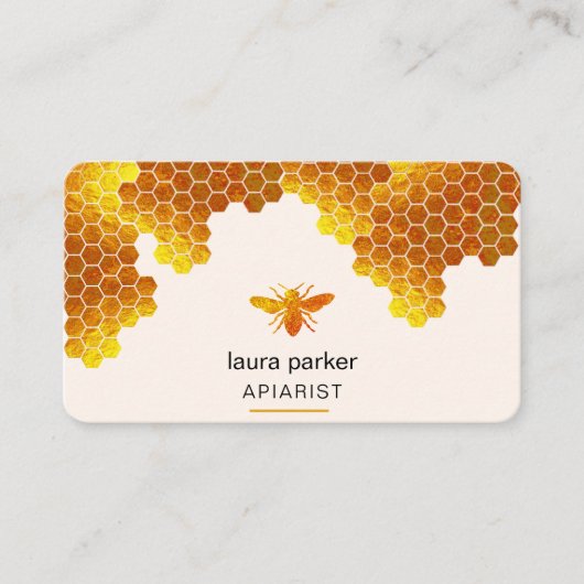 Carte De Visite Honeypeb Honey Bee Apirarist Hexagons Beekeepons (Devant)