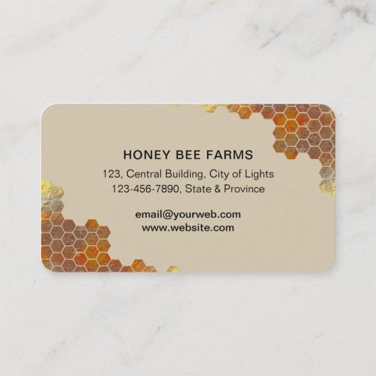 Carte De Visite Honeypeb Honey Bee Apirarist Hexagons Beekeepons B (Dos)