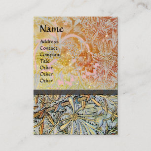 Carte De Visite HONEYSUCKLE Pink Rouge Jaune Brown Floral Kraft