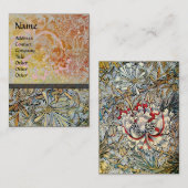 Carte De Visite HONEYSUCKLE Rose Rouge Jaune Brown Floral Kraft (Devant / Derrière)