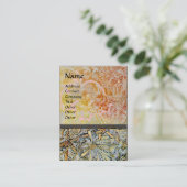 Carte De Visite HONEYSUCKLE Rose Rouge Jaune Brown Floral Kraft (Debout devant)