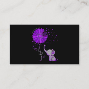 Carte De Visite Hope Fight Cute Elephant Alzheimer's Purple Ribbon