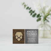 Carte De Visite Hops Bud | Grain de bois et acier brossé (Debout devant)