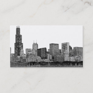 Carte De Visite Horizon de Chicago gravé à l'eau-forte