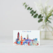 Carte De Visite Horizon de Cleveland d'aquarelle (Debout devant)