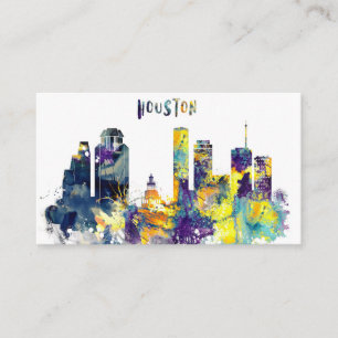 Carte De Visite Horizon de Houston d'aquarelle