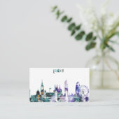 Carte De Visite Horizon de Londres d'aquarelle (Debout devant)