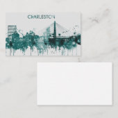 Carte De Visite Horizon de ville d'aquarelle de Charleston (Devant / Derrière)