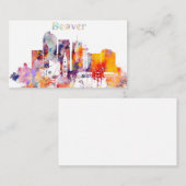 Carte De Visite Horizon de ville de Denver d'aquarelle (Devant / Derrière)