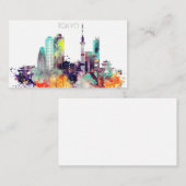Carte De Visite Horizon de ville de Tokyo d'aquarelle (Devant / Derrière)