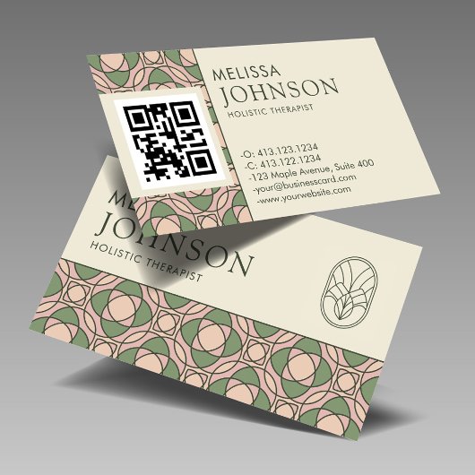 Carte De Visite Horizontal Zen Holistic Health QR Code
