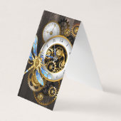 Carte De Visite Horloge à vapeur avec libellule mécanique (Devant)