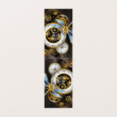 Carte De Visite Horloge à vapeur avec libellule mécanique (Extérieur déplié)