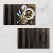 Carte De Visite Horloge à vapeur avec libellule mécanique (Devant / Derrière)