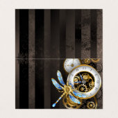 Carte De Visite Horloge à vapeur avec libellule mécanique (Extérieur déplié)