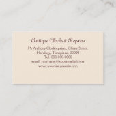 Carte De Visite Horloge en bois antique de mantel (Dos)