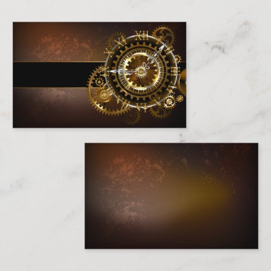 Carte De Visite Horloge Steampunk avec des engrenages anciens (Devant / Derrière)