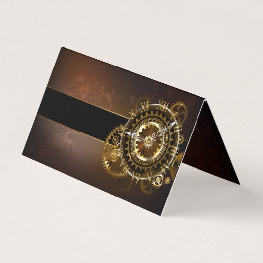 Carte De Visite Horloge Steampunk avec des engrenages anciens (Devant)