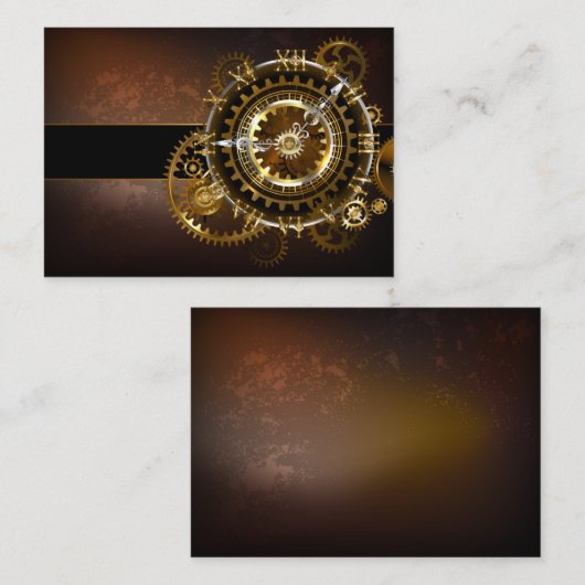 Carte De Visite Horloge Steampunk avec des engrenages anciens (Devant / Derrière)