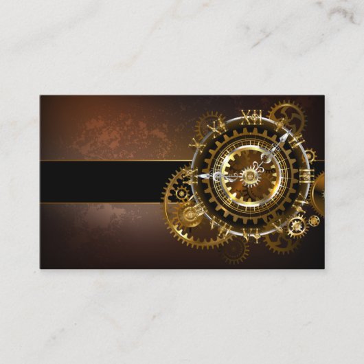 Carte De Visite Horloge Steampunk avec des engrenages anciens (Devant)