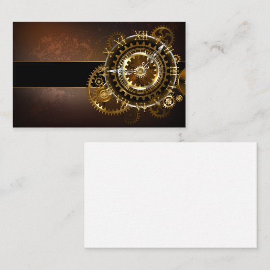 Carte De Visite Horloge Steampunk avec des engrenages anciens (Devant / Derrière)