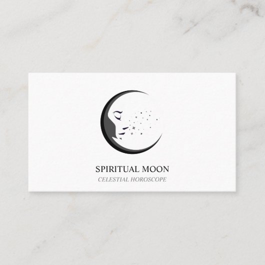 Carte De Visite Horoscope Lunaire Spirituel Céleste Noir Blanc (Devant)