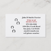 Carte de visite Horse Farrier (Dos)