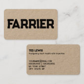 Carte De Visite Horse Farrier (Devant / Derrière)