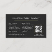 Carte De Visite Horse Farrier Blacksmith QR Code (Dos)