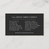 Carte De Visite Horse Farrier Horseshoeing  (Dos)