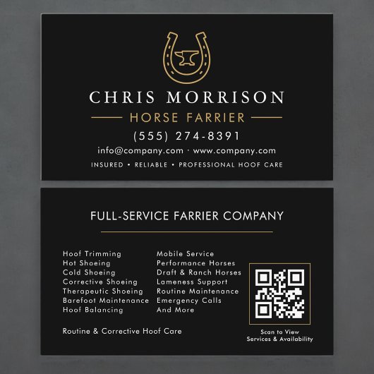 Carte De Visite Horse Farrier QR Code