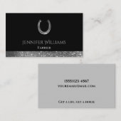 Carte De Visite Horseshoe Parties scintillant Equestrian Horse Far (Devant / Derrière)