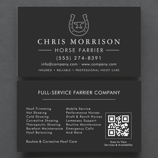 Carte De Visite Horseshoeing Farrier QR Code