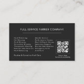 Carte De Visite Horseshoeing Farrier QR Code (Dos)